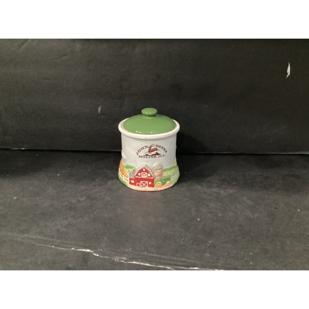 John Deere Ceramic Canister w/Lids Moline IL Farm Scene *